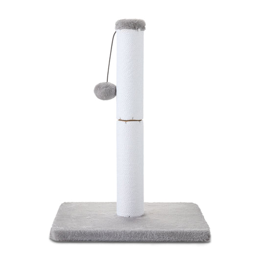 Vibrant Life Cat Scratching Post with Cotton Rope and Dangling Ball, White and Gray
