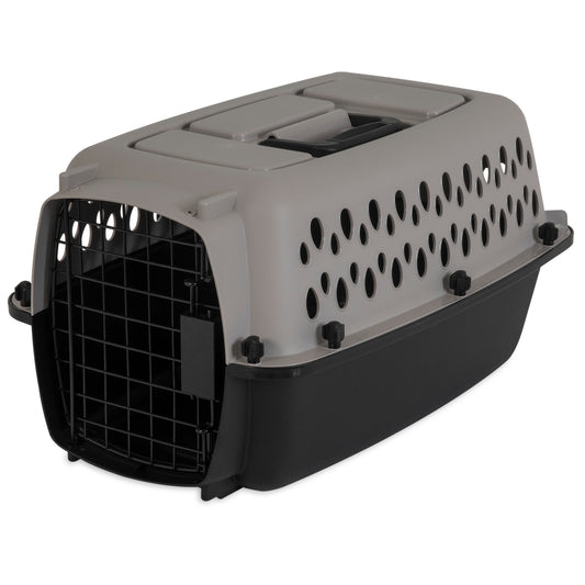 Vibrant Life Extra Small Plastic Hard-Sided Pet Carrier, Black and Gray, 10 lb Limit