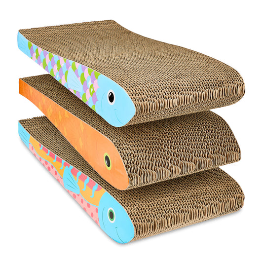 Vibrant Life Fish Cat Scratcher with Catnip, Multicolor, 3 Pack