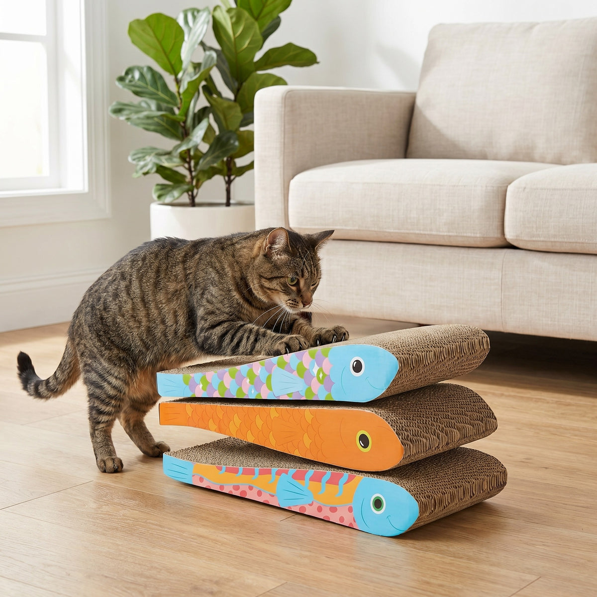 Vibrant Life Fish Cat Scratcher with Catnip, Multicolor, 3 Pack — product image 3