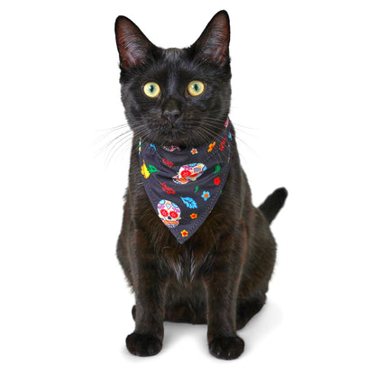 Vibrant Life Halloween Cat Collar Slider Set with Bandana and Bow Tie, Day of the Dead, Black, One Size, 3 Pieces — product image 4