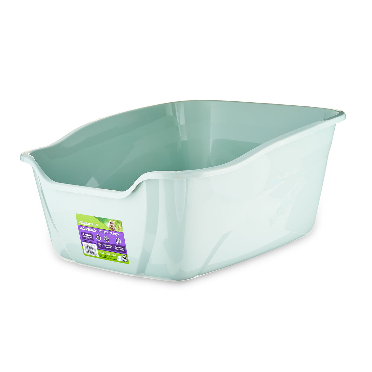 Vibrant Life High-Sided Open Cat Litter Box, XL, Green — product image 3