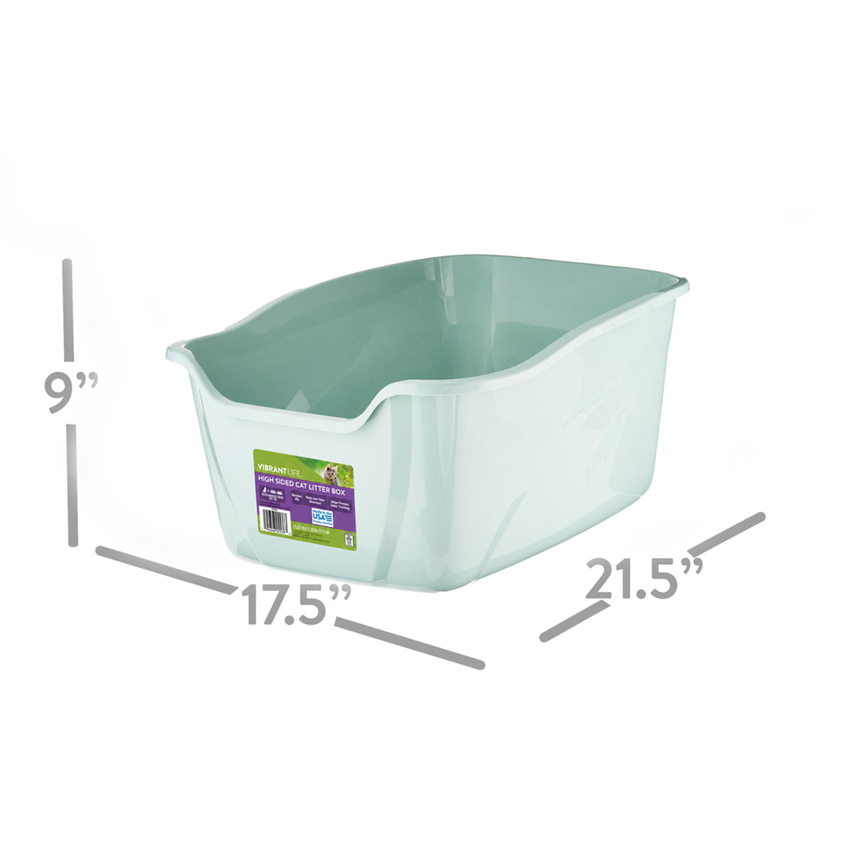 Vibrant Life High-Sided Open Cat Litter Box, XL, Green — product image 6