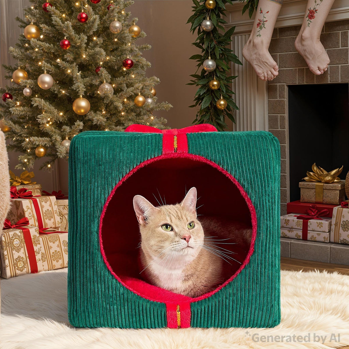 Vibrant Life Holiday Gift Small Pet Bed, Red and Green, 16 in x 15 in x 16 in — product image 3
