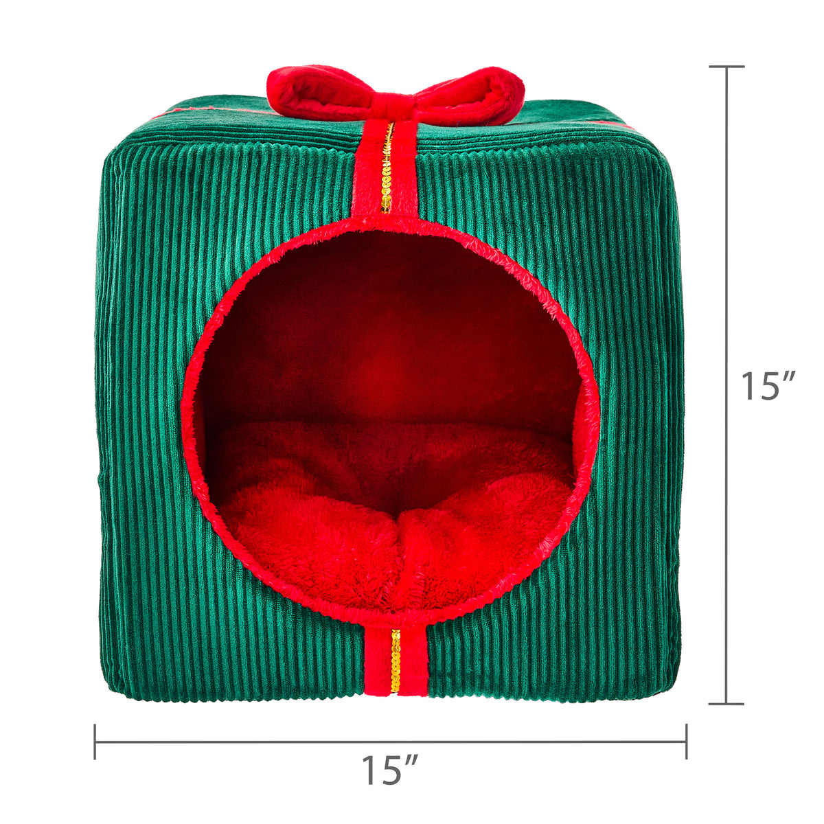 Vibrant Life Holiday Gift Small Pet Bed, Red and Green, 16 in x 15 in x 16 in — product image 6