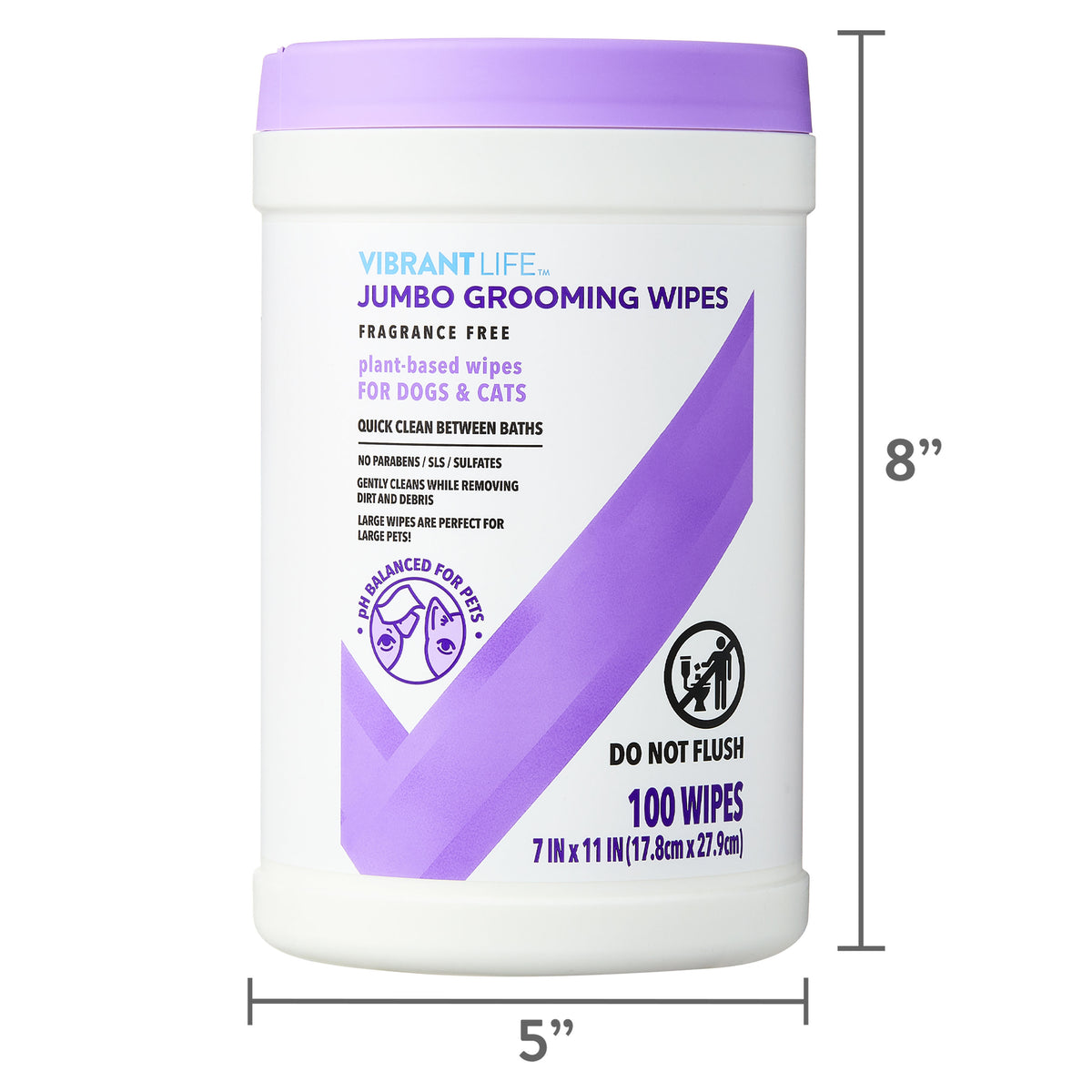 Vibrant Life Jumbo Grooming Wipes for Dogs & Cats, Fragrance Free, 100 Count — product image 7