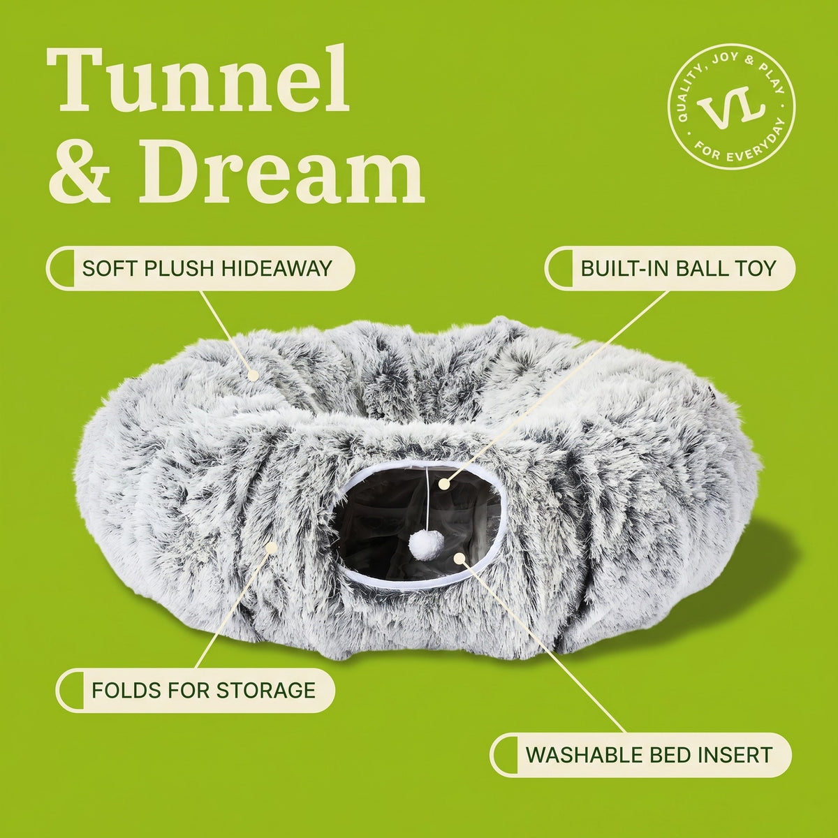 Vibrant Life Multi-Function Cat Tunnel, 32", Gray — product image 5