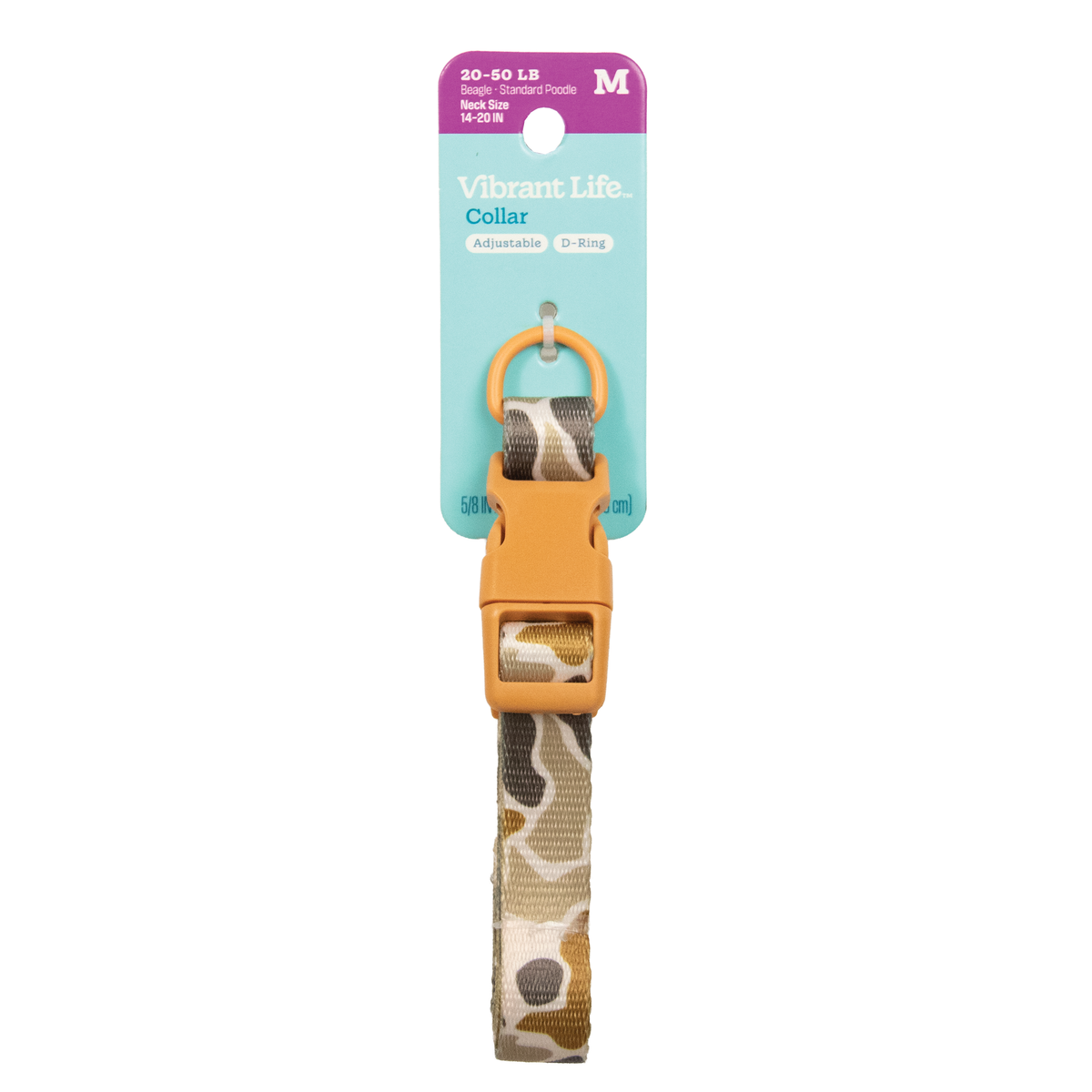 Vibrant Life Polyester Adjustable Dog Collar, Camo, M