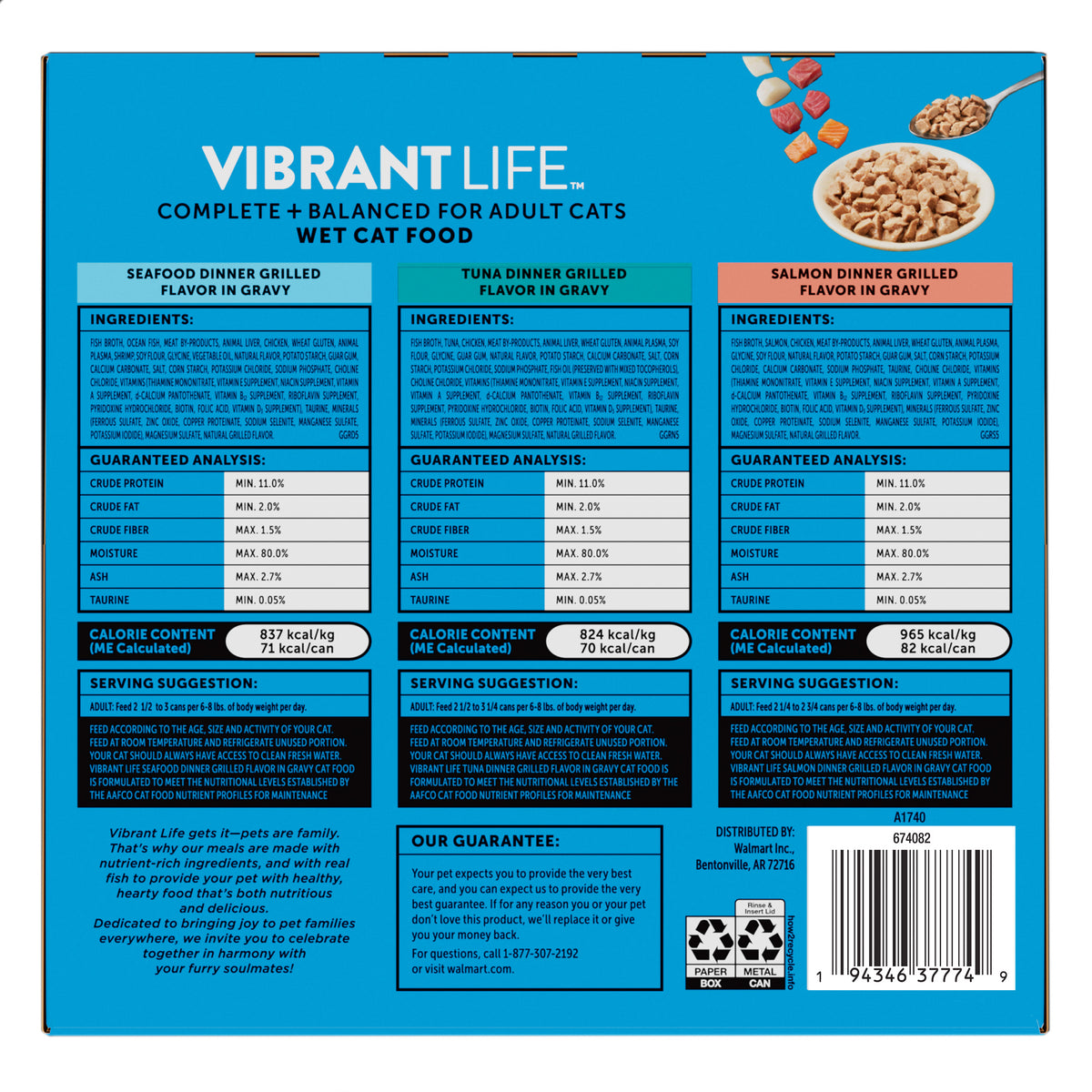 Vibrant Life Variety Pack Grilled Flavor in Gravy Wet Cat Food, 3 oz Cans, 30 Count — product image 3