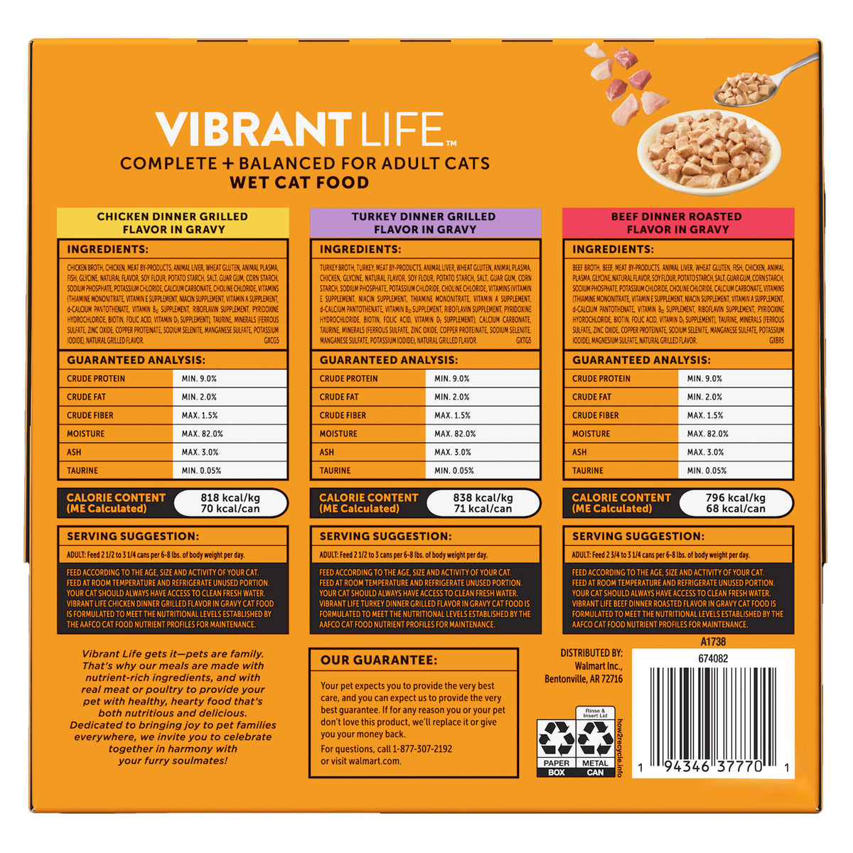 Vibrant Life Variety Pack Grilled & Roasted Flavor in Gravy Wet Cat Food, 30 ct, 3 oz Cans — product image 7