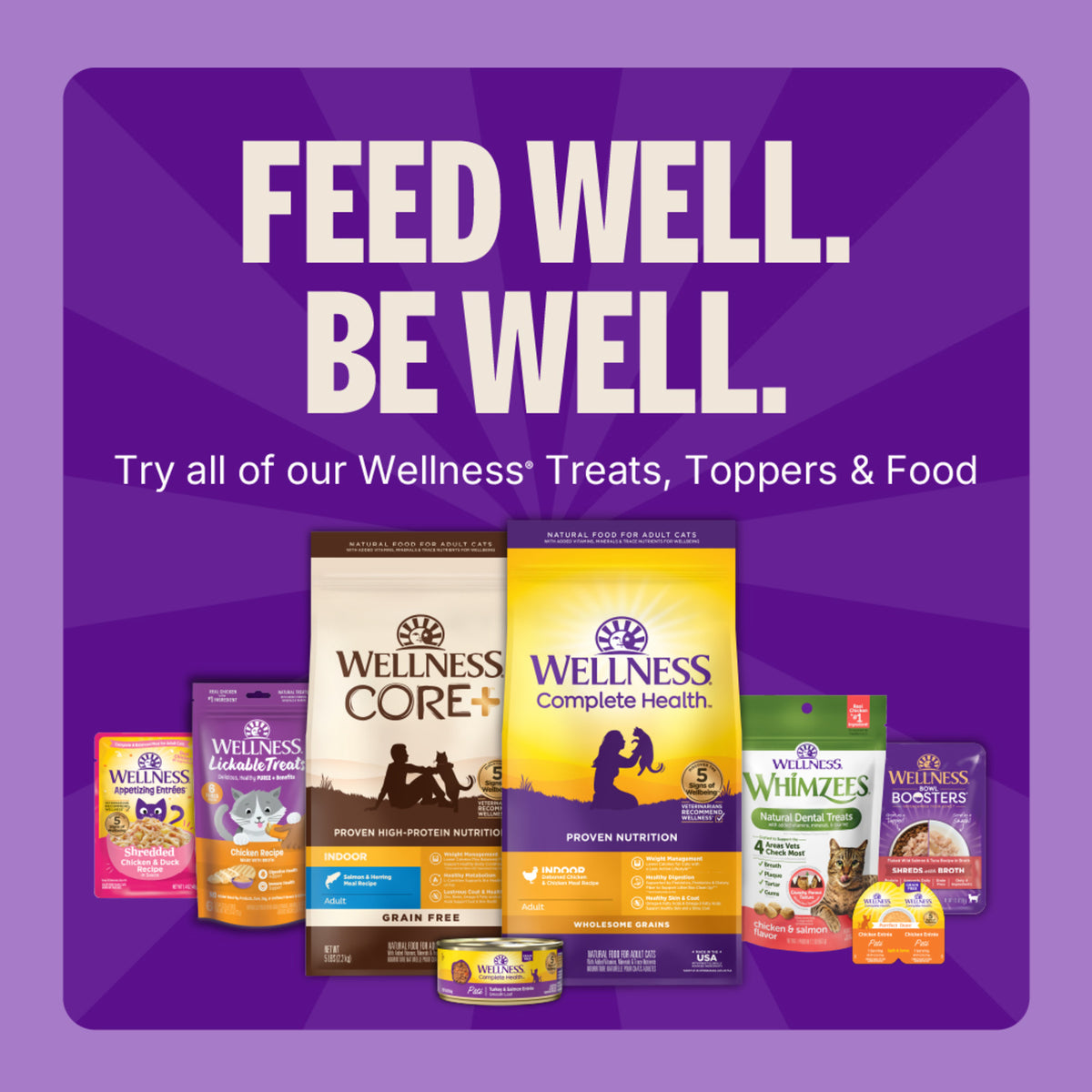 Wellness Lickable Soft Puree Cat Treats, All Lifestages, Kitten to Senior, Natural, Grain Free, Chicken Flavor, 0.4 oz, Pack of 6 Tubes — product image 8
